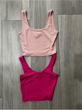 SHEIN Pink & Hot Pink Ribbed Cropped Tank Tops (2-Pack)